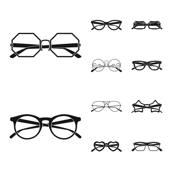 Illustration vectorielle des lunettes et du symbole des lunettes de soleil. Collection de lunettes et accessoire stock symbole pour web . — Image vectorielle