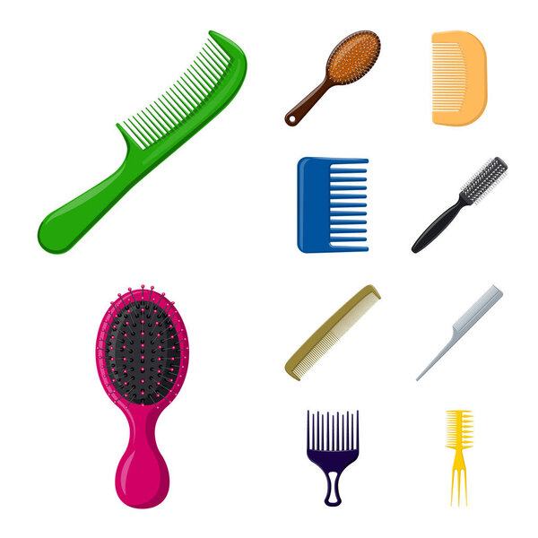 Vector design of brush and hair icon. Collection of brush and hairbrush stock vector illustration.