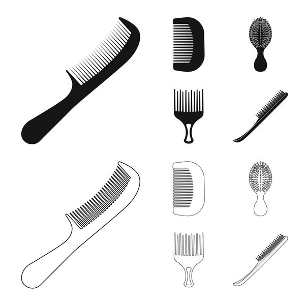 Vector design of brush and hair logo. Collection of brush and hairbrush stock symbol for web.