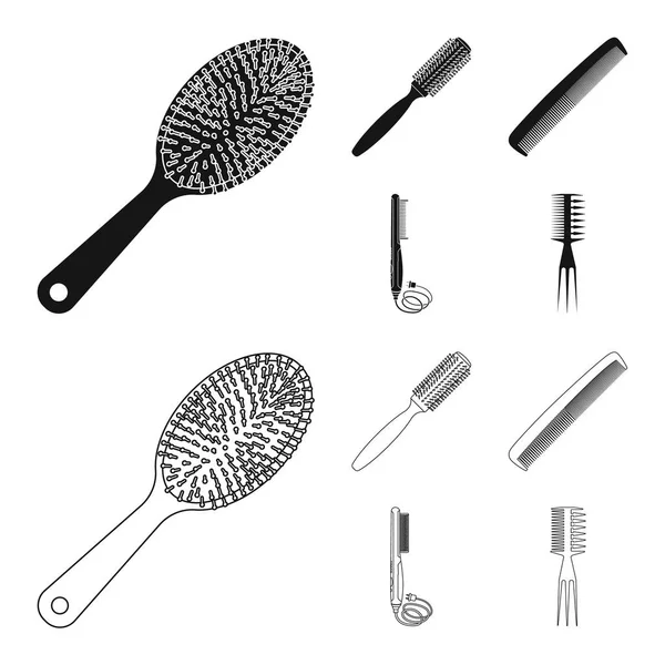 Conception vectorielle de pinceau et signe capillaire. Jeu de brosses et brosses à cheveux illustration vectorielle . — Image vectorielle