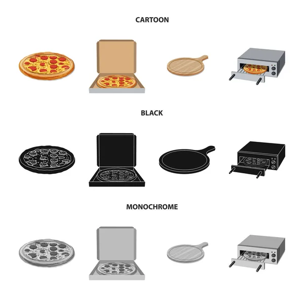 Diseño vectorial de pizza y símbolo de comida. Colección de pizza y ícono de vectores italia para stock . — Vector de stock
