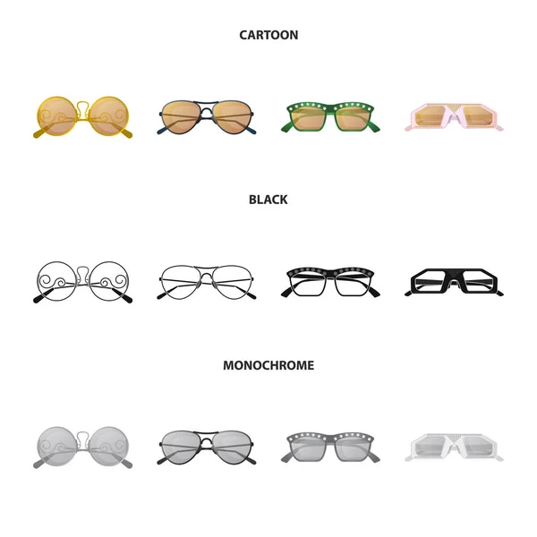 Conception vectorielle de lunettes et de lunettes de soleil symbole. Ensemble de lunettes et icône vectorielle accessoire pour stock . — Image vectorielle