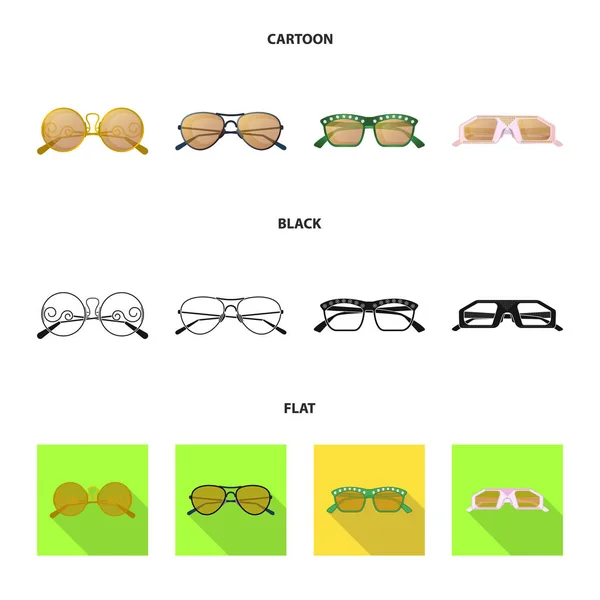 Conception vectorielle de lunettes et de lunettes de soleil symbole. Jeu de lunettes et accessoire illustration vectorielle de stock . — Image vectorielle