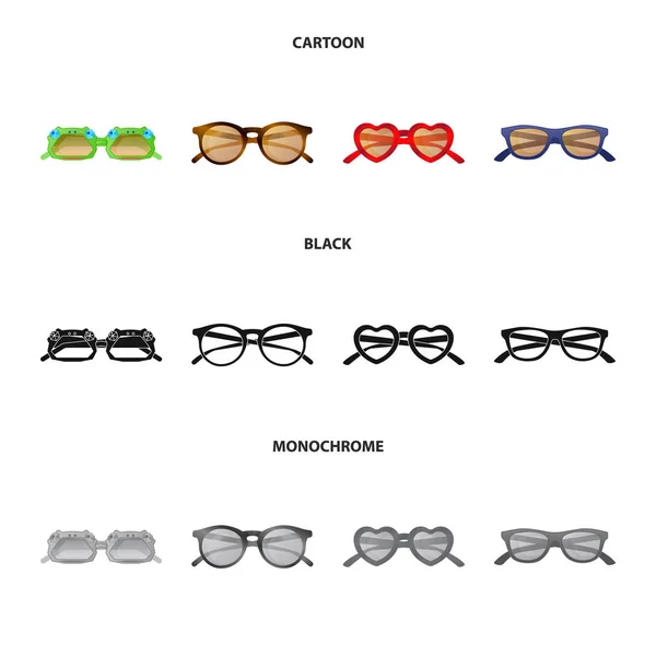 Izolovaný objekt brýle a sluneční brýle značky. Sada brýle a příslušenství vektorové ikony pro stock. — Stockový vektor