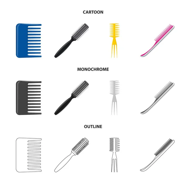 Objeto isolado de escova e ícone de cabelo. Coleção de escova e escova de cabelo estoque ilustração vetorial . — Vetor de Stock