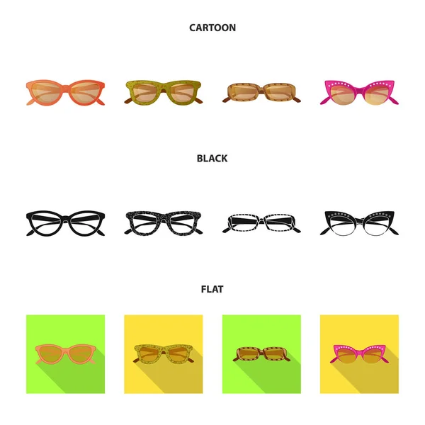 Diseño vectorial de gafas y logotipo de gafas de sol. Colección de gafas y símbolo de stock accesorio para web . — Archivo Imágenes Vectoriales