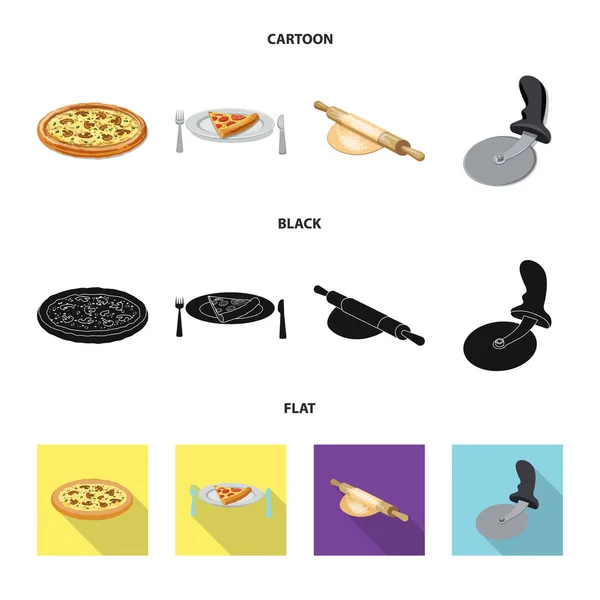 比萨和食物图标的矢量插图。收藏比萨和意大利股票矢量插图. — 图库矢量图片