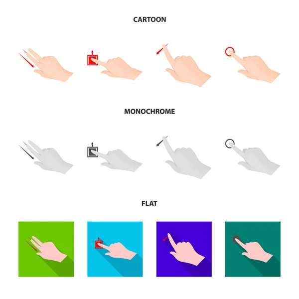 Vektorillustration von Touchscreen und Hand-Logo. Set aus Touchscreen und Touch Stock Vector Illustration. — Stockvektor