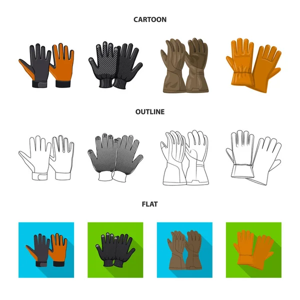 Vektor-Illustration von Handschuh und Winterzeichen. Sammlung von Handschuhen und Ausrüstung Lagersymbol für Web. — Stockvektor