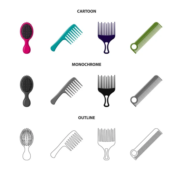 Vectorillustratie van de penseel en haar pictogram. Set borstel en haarborstel aandelensymbool voor web. — Stockvector