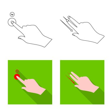 Dokunmatik ve el simge vektör Illustration. Dokunmatik ekran ayarla ve hisse senedi simgesi web için dokunmatik.