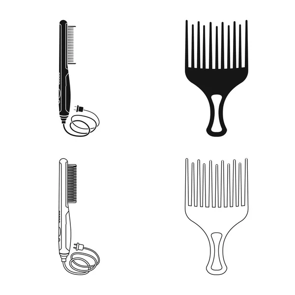 Objeto aislado de pincel y logotipo del cabello. Colección de cepillo y cepillo vector icono para stock . — Vector de stock