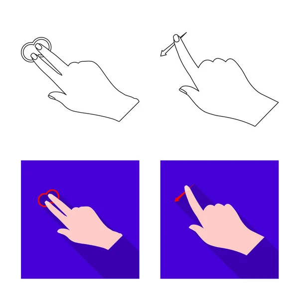 Diseño vectorial de pantalla táctil y signo de mano. Conjunto de pantalla táctil e ilustración de vector de stock táctil . — Archivo Imágenes Vectoriales