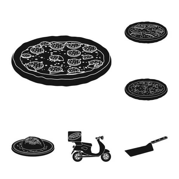 Векторный дизайн пиццы и пищевого символа. Набор векторной иллюстрации пиццы и Италии . — стоковый вектор