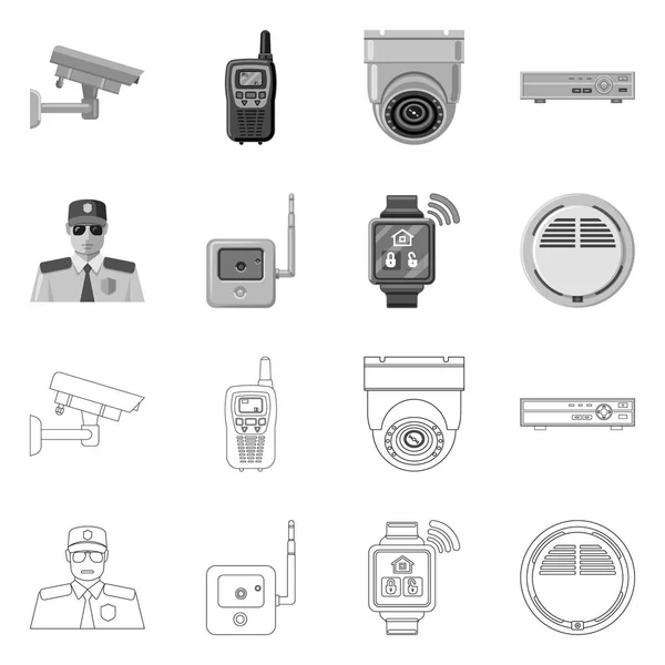 Ilustración vectorial del icono de la oficina y la casa. Colección de ilustración de vector de stock de oficina y sistema . — Vector de stock