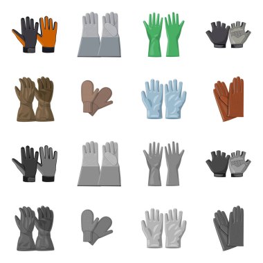 Eldiven ve kış simge vektör Illustration. Eldiven ve ekipman hisse senedi vektör çizim topluluğu.