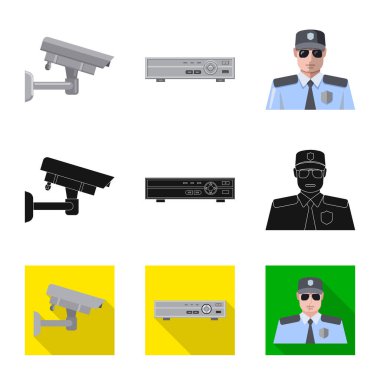 Ofis ve ev sembolü yalıtılmış nesne. Ofis ve sistem stok vektör çizim topluluğu.