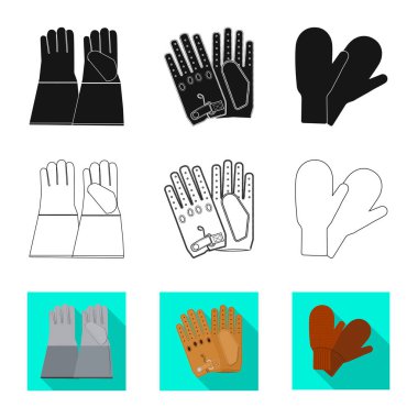 Bir eldiven ve kış işaret illüstrasyon vektör. Eldiven ve ekipman hisse senedi vektör çizim topluluğu.