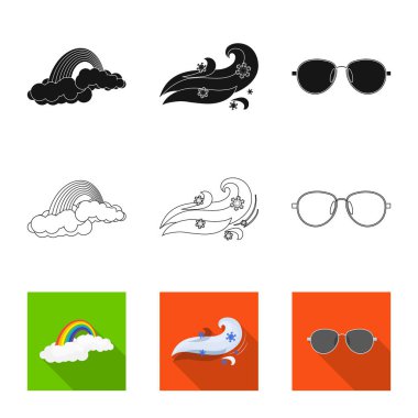 Hava ve İklim simgesi yalıtılmış nesne. Hisse senedi için hava ve bulut vektör simge topluluğu.