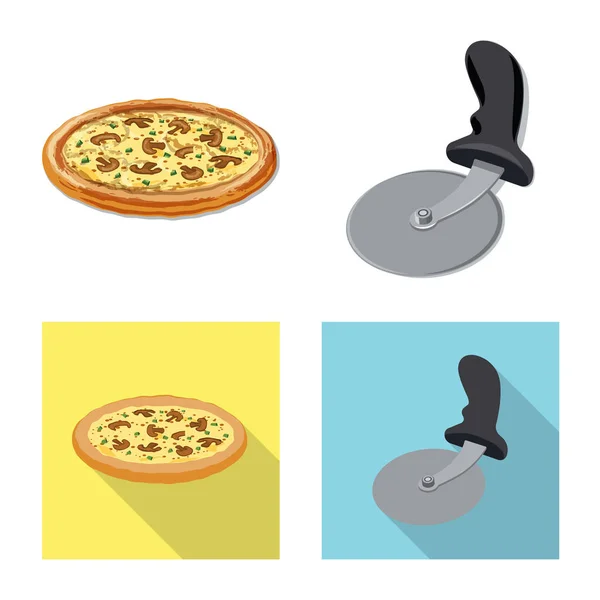 Diseño vectorial de pizza y logotipo de alimentos. Colección de pizza y ícono de vectores italia para stock . — Vector de stock