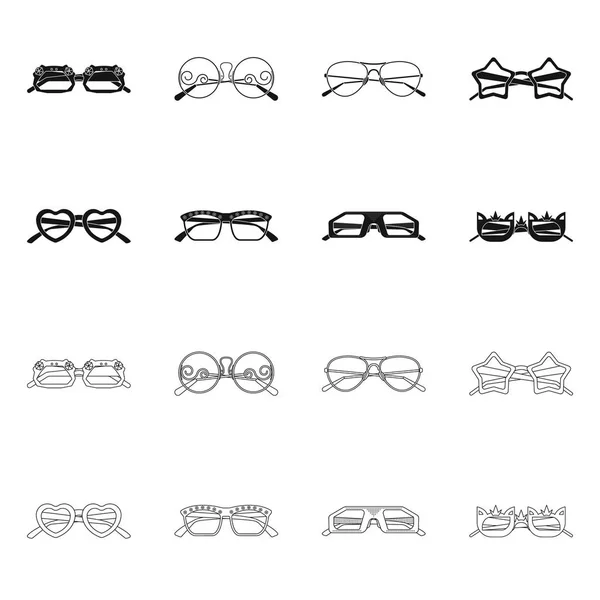 Vector ontwerp van bril en zonnebril logo. Collectie van glazen en accessoire voorraad vectorillustratie. — Stockvector