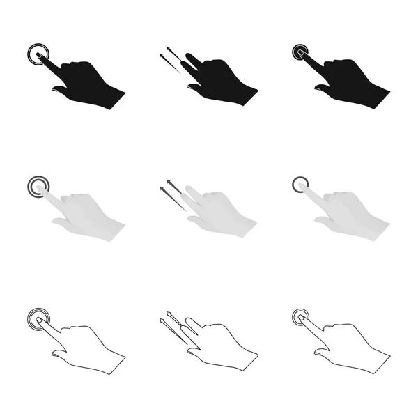 Design vetorial de tela sensível ao toque e símbolo de mão. Coleção de tela sensível ao toque e ícone de vetor de toque para estoque . —  Vetores de Stock