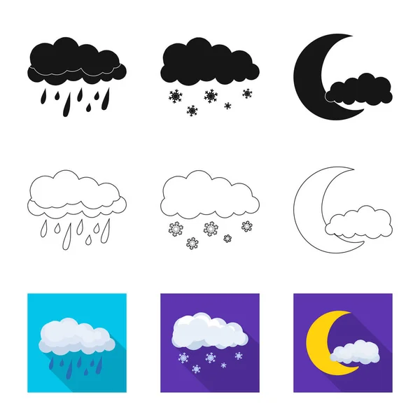 Objeto aislado de clima y símbolo del clima. Conjunto de símbolos de tiempo y stock de nubes para web . — Archivo Imágenes Vectoriales