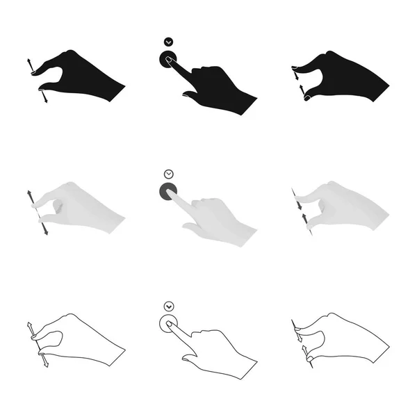 Diseño vectorial de pantalla táctil y logotipo de mano. Conjunto de pantalla táctil e ilustración de vector de stock táctil . — Vector de stock