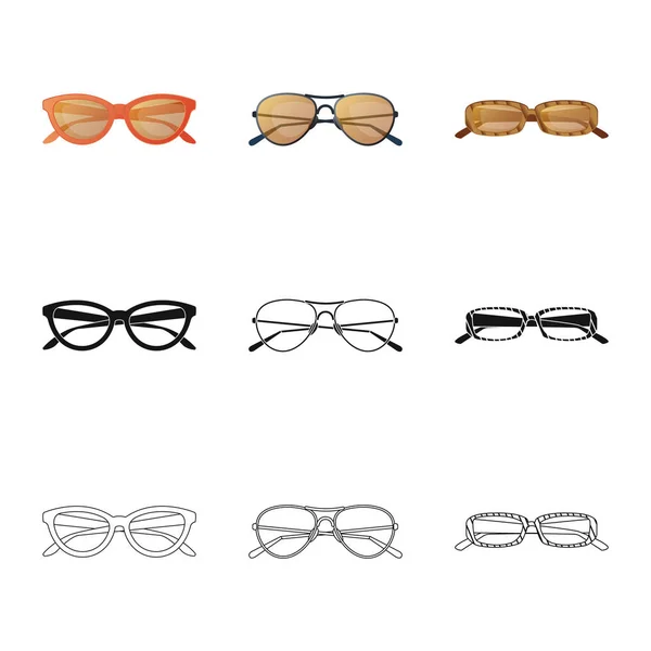 Diseño vectorial de gafas y gafas de sol signo. Colección de gafas y símbolo de stock accesorio para web . — Archivo Imágenes Vectoriales