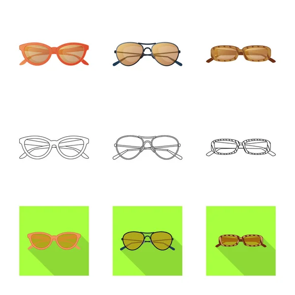 Vector design of glasses and sunglasses icon. Collection of glasses and accessory vector icon for stock. — Stock Vector