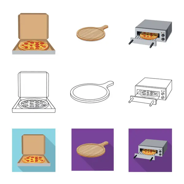 Projeto vetorial de pizza e sinal de comida. Conjunto de pizza e itália símbolo de estoque para web . —  Vetores de Stock