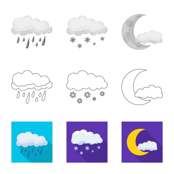 Design vettoriale dell'icona meteo e climatica. Set di meteo e cloud stock simbolo per il web . — Vettoriale Stock