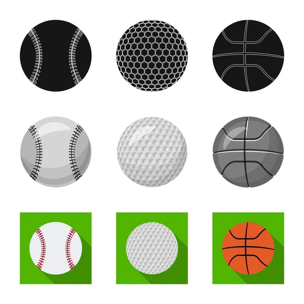 Design vettoriale dell'icona dello sport e della palla. Raccolta di icone sportive e vettoriali atletiche per stock . — Vettoriale Stock