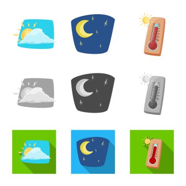 Hava ve İklim logo yalıtılmış nesne. Hava ve bulut hisse senedi vektör çizim seti.