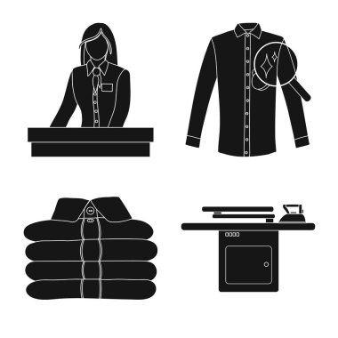 Çamaşırhane ve temiz işareti vektör tasarımı. Çamaşır ve giysi hisse senedi vektör çizim topluluğu.