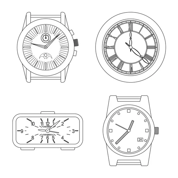 Objeto aislado del reloj y el icono de la hora. Colección de reloj y círculo símbolo de stock para la web . — Vector de stock