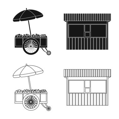 Piyasa ve dış logo vektör Illustration. Market ve gıda hisse senedi vektör çizim seti.