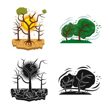 Doğal ve felaket simge vektör tasarımı. Doğal topluluğu ve web için risk hisse senedi simgesi.