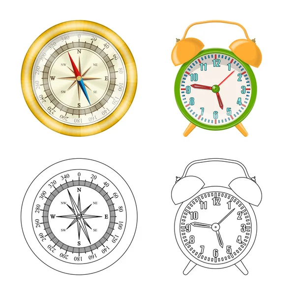 Ilustración vectorial del reloj y el logotipo del tiempo. Colección de reloj y círculo icono vectorial para stock . — Vector de stock