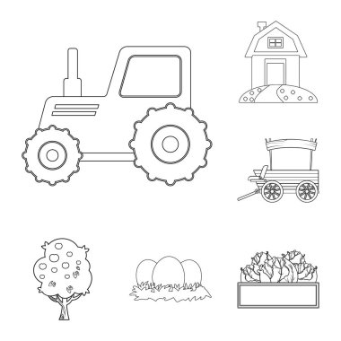 Çiftlik ve tarım işareti vektör Illustration. Çiftlik ve bitki hisse senedi vektör çizim seti.