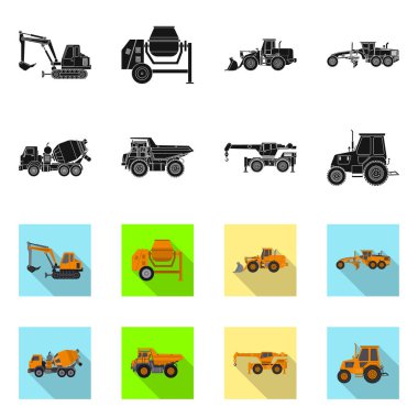 Yapı ve inşaat işareti yalıtılmış nesne. Yapı ve makine hisse senedi vektör çizim topluluğu.