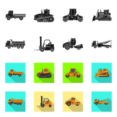 Yapı ve inşaat logo vektör tasarımı. Hisse senedi için yapı ve makine vektör simge kümesi.