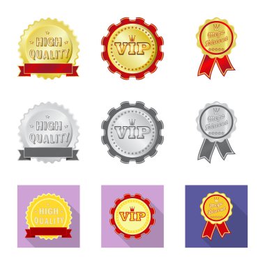 İllüstrasyon işareti amblemi ve rozet vektör. Amblem ve etiket stok vektör çizim seti.