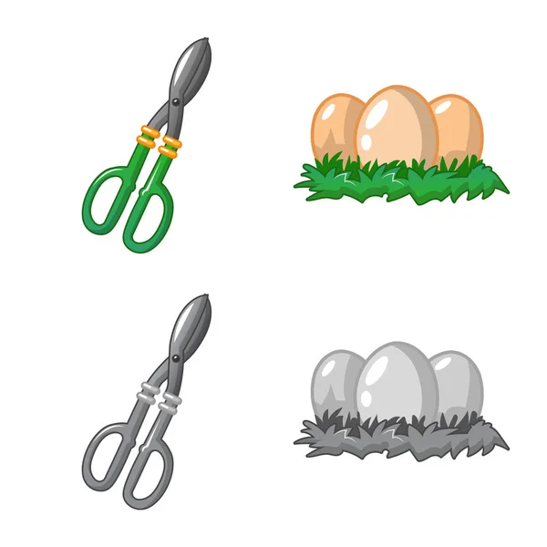 Isolated object of farm and agriculture logo. Collection of farm and plant stock vector illustration. — Stock Vector