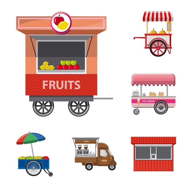 Vector design of market and exterior icon. Set of market and food stock vector illustration. — Stock Vector