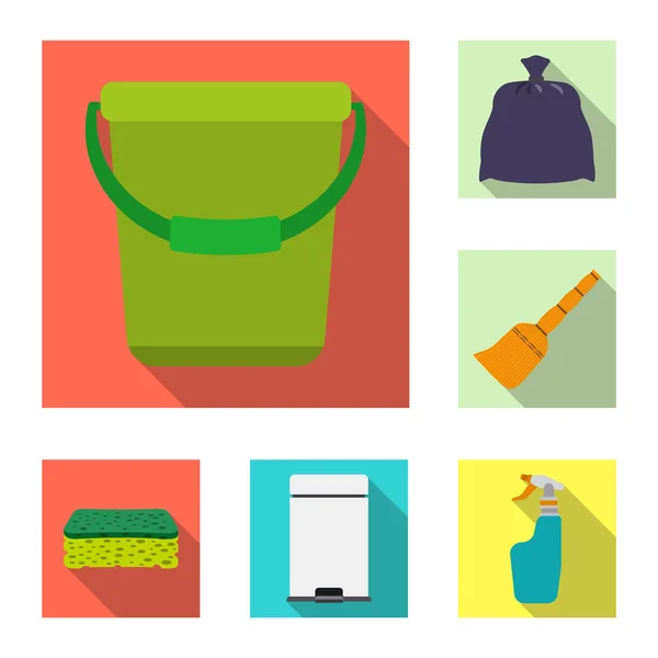 Oggetto isolato di pulizia e icona del servizio. Raccolta di icone vettoriali per la pulizia e la casa . — Vettoriale Stock
