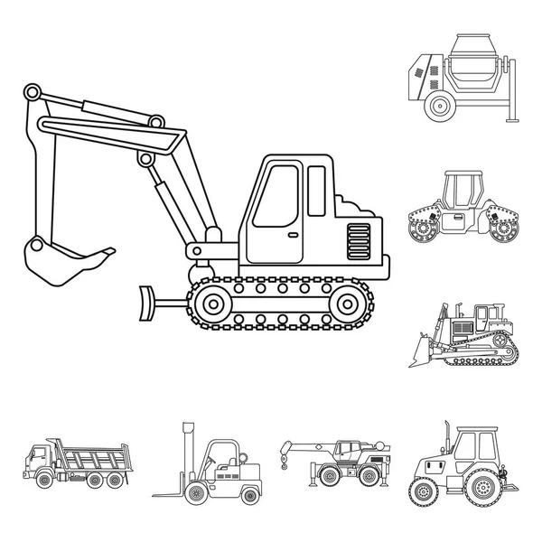 Geïsoleerde object van bouw- en constructie-teken. Collectie van bouw en machines voorraad vectorillustratie. — Stockvector