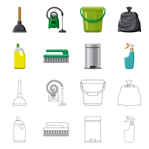 Изолированный объект иконки чистки и обслуживания. Сбор векторной иллюстрации уборки и бытовых запасов . — стоковый вектор