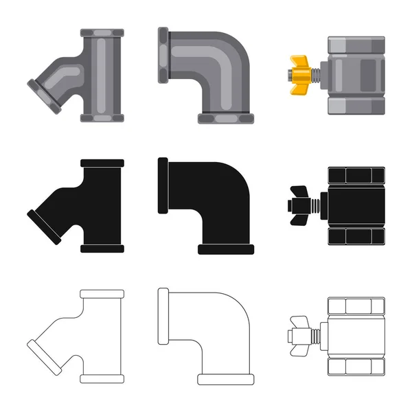 Conception vectorielle du logo du tuyau et du tube. Collecte d'icône vectorielle de tuyau et de pipeline pour stock . — Image vectorielle