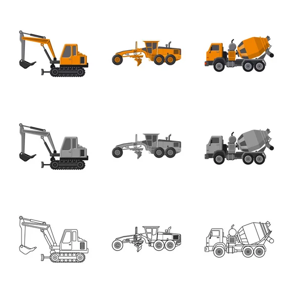 Geïsoleerde object van bouw- en constructie-symbool. Set van bouw en machines vector pictogram voor voorraad. — Stockvector